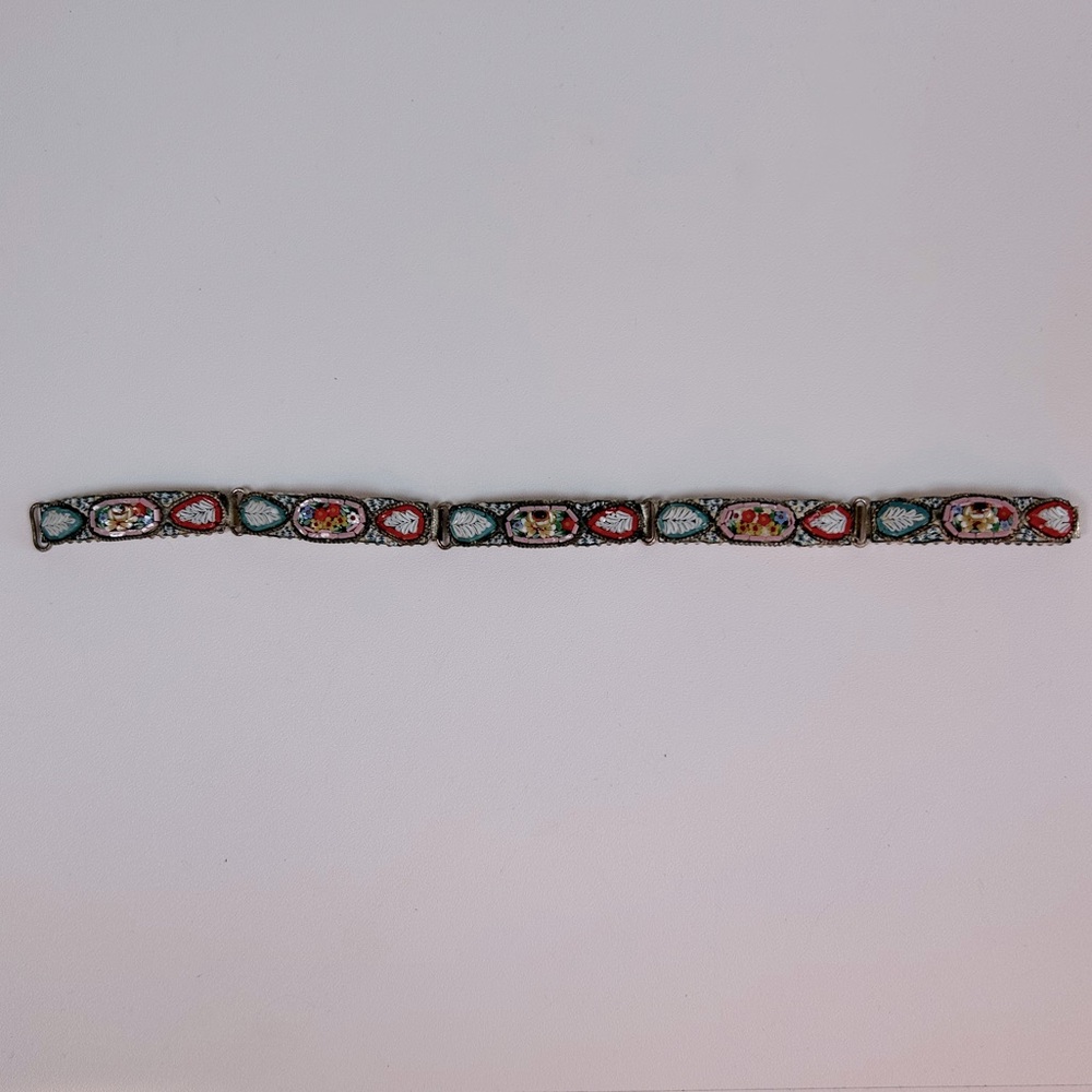 Vintage Micro Mosaic Tile Bracelet Art Deco Panel Bracelet Made in Italy 7 1/4” - Picture 4 of 5